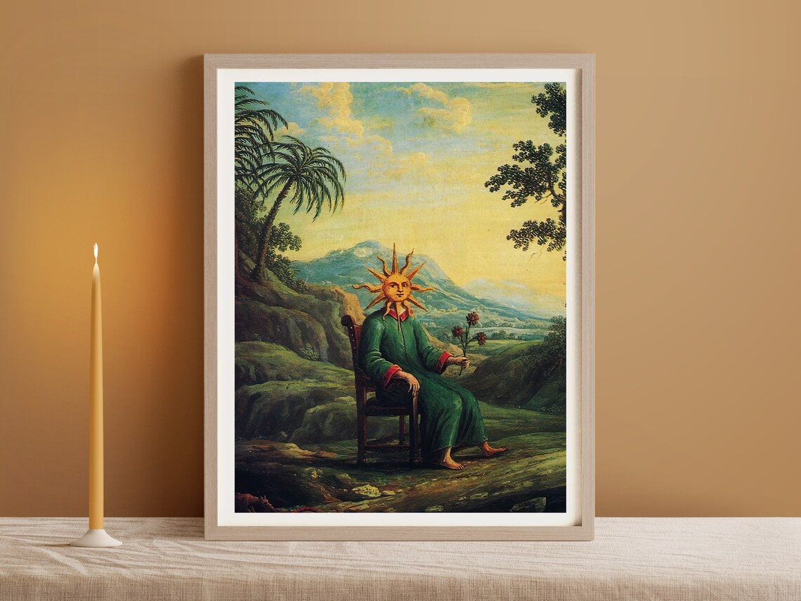 Vintage Esoteric Sun Fine Art Print, Alchemy Decor - Image 4