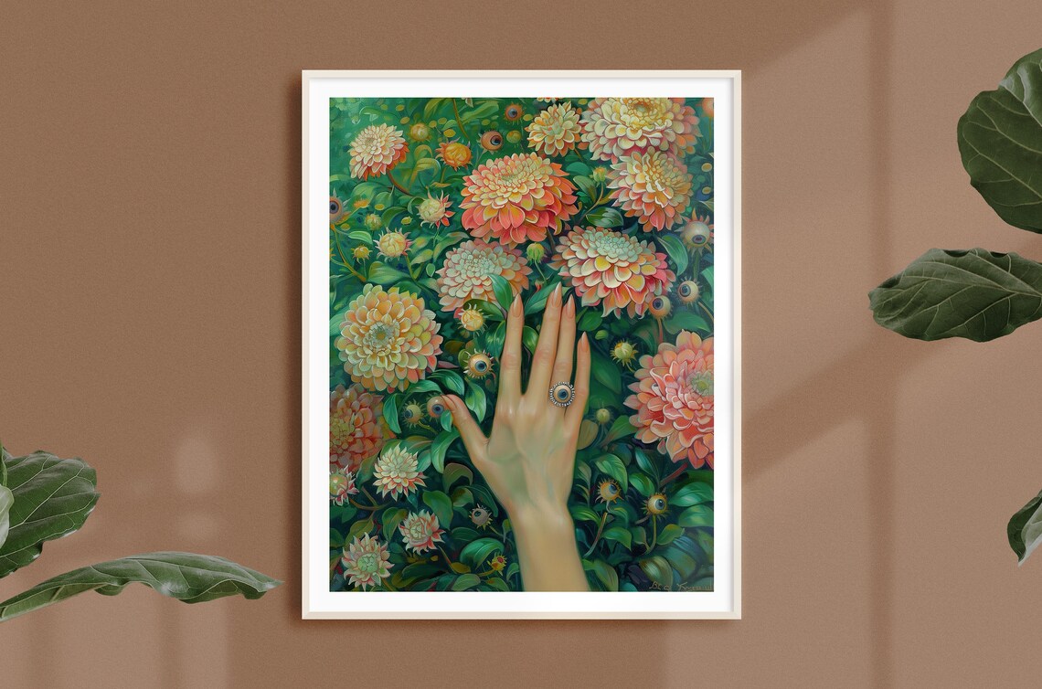 Surreal Flower Eyeballs Art Print, Weird Botanical - Image 3