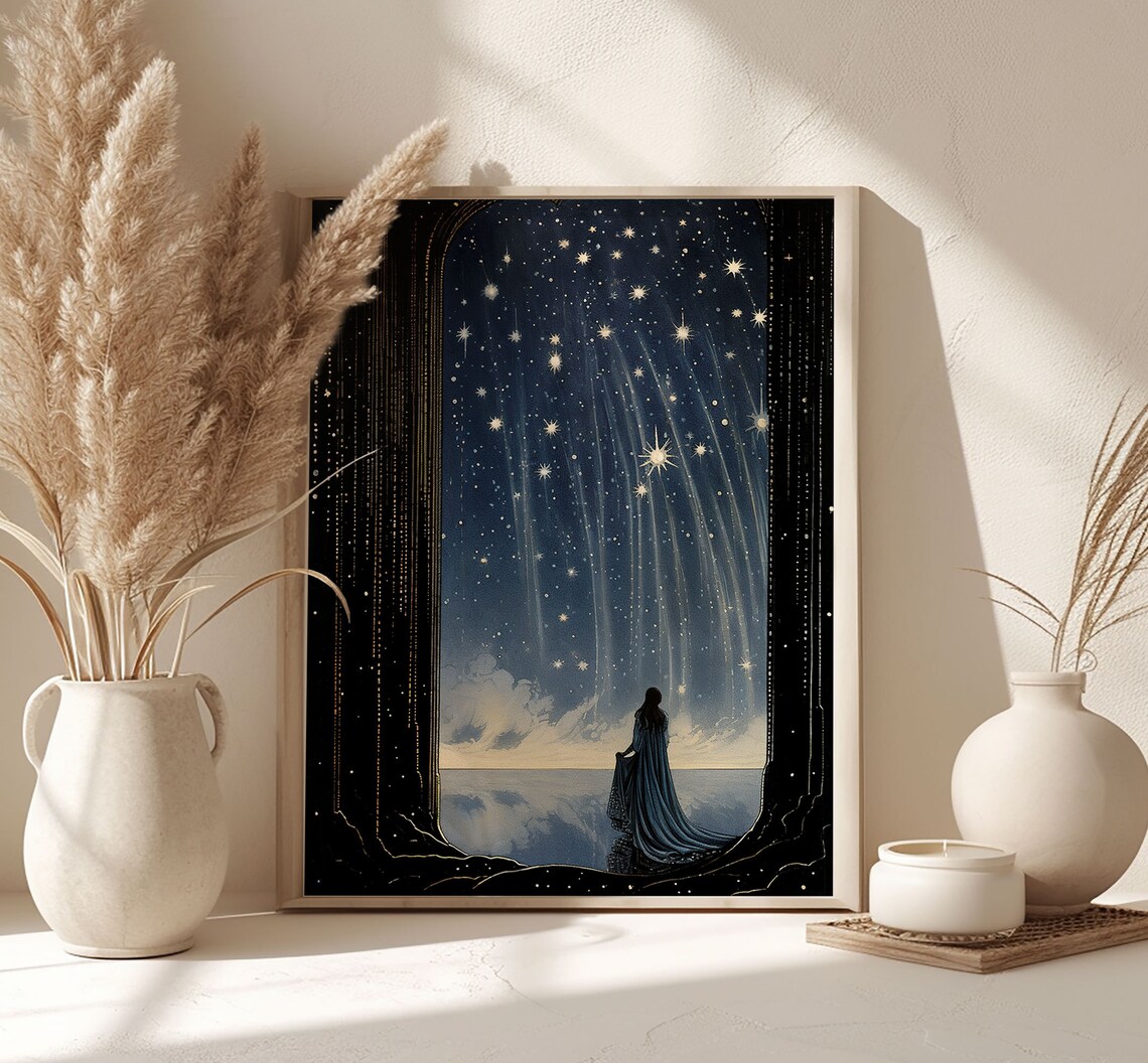 Woman Under The Stars, Vintage Celestial Art Print - Image 3