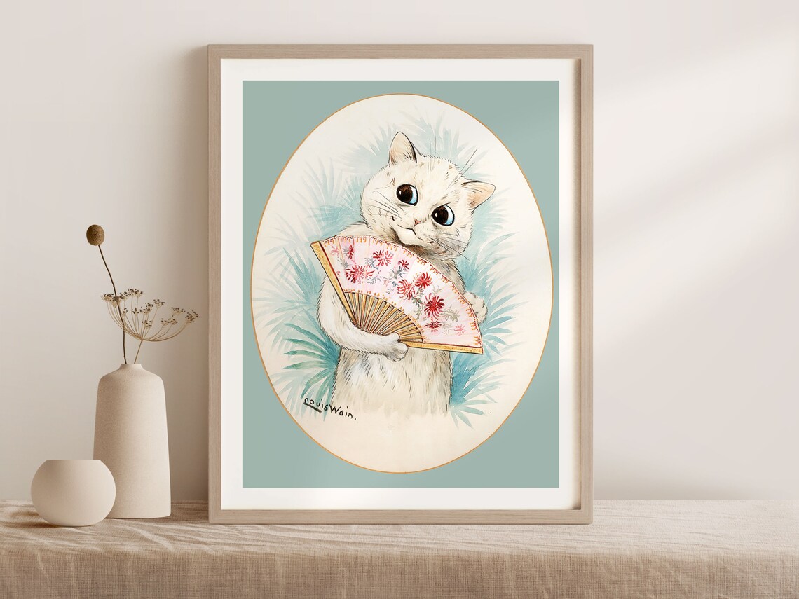 Vintage Louis Wain Geisha Kitten Fine Art Print - Image 3