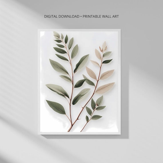 Whispering Foliage Botanical Leaf Branches Minimalist Art Poster