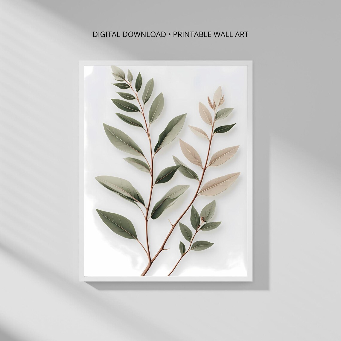 Modern Botanical Wall Art Print Whispering Foliage Minimalist Decor