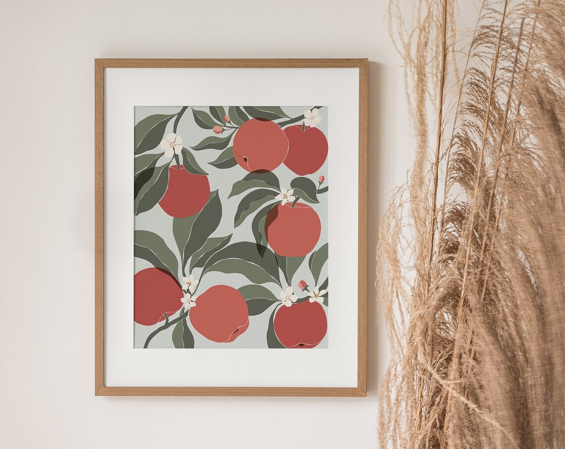 Apples Abstract Botanical Art Print, Boho Kitchen - Image 2