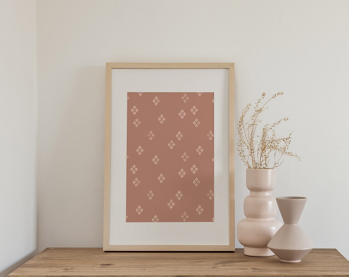 Boho Block Pattern Dusty Rose Geometric Modern Bedroom Poster - Image 2