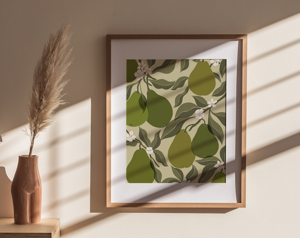 Pears Abstract Botanical Art Print, Boho Kitchen Decor - Image 2