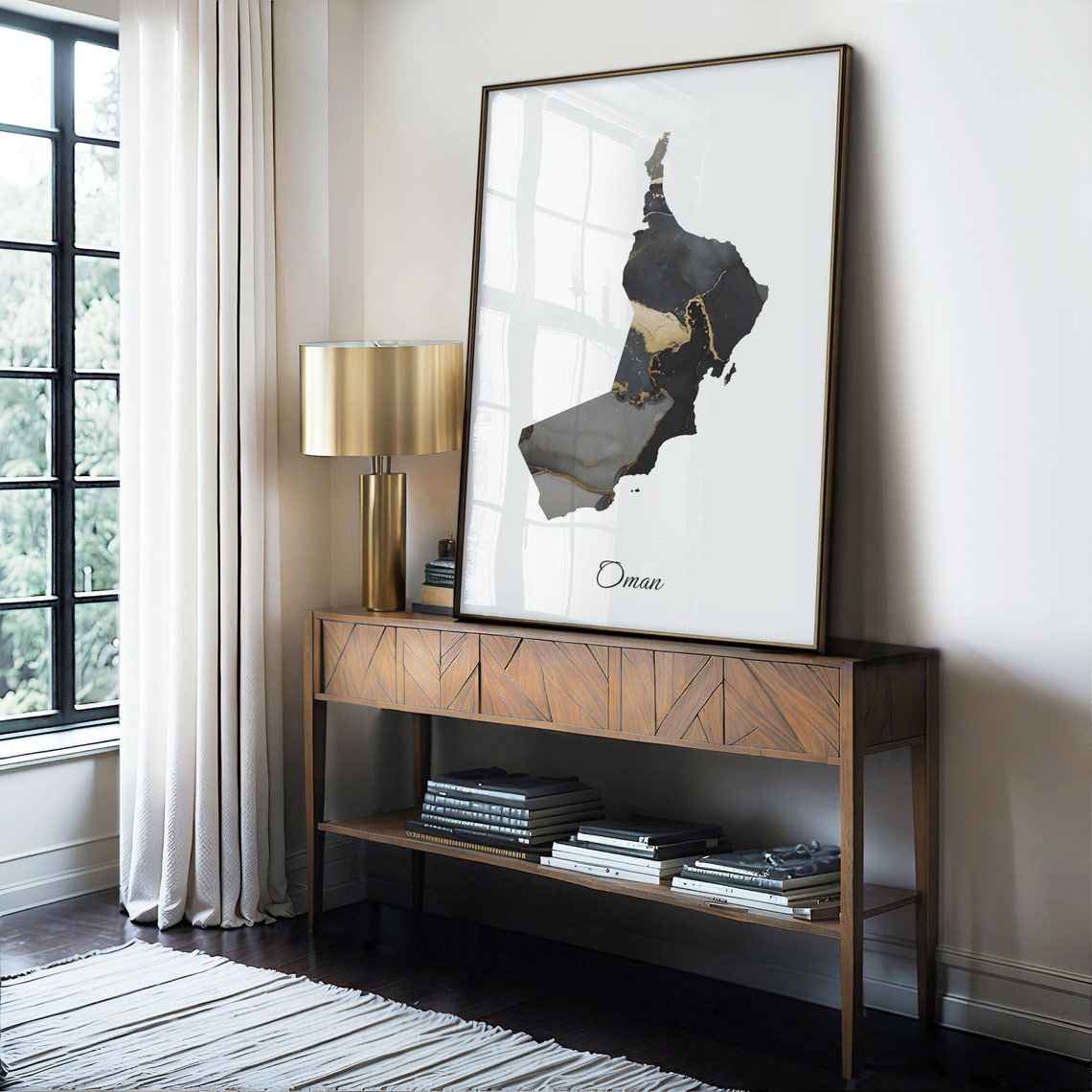 Oman Stylish Black And Gold Marble Country Map Luxury Decor Art Poster - Image 4