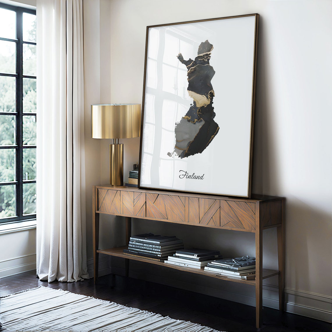 Finland Black and Gold Marble Country Map Elegant Decor Poster - Image 4