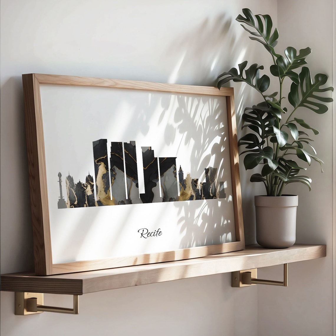 Recife Brazil Black Gold Marble Skyline Silhouette Cityscape Poster - Image 3