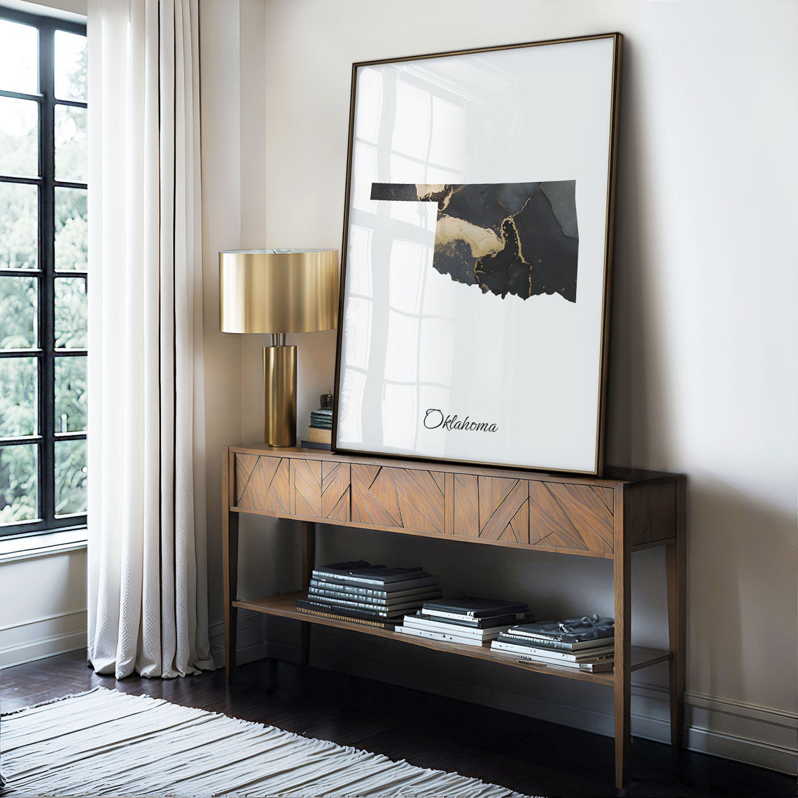 Oklahoma Black And Gold Marble Map Minimalist Elegant Art Poster - Image 4