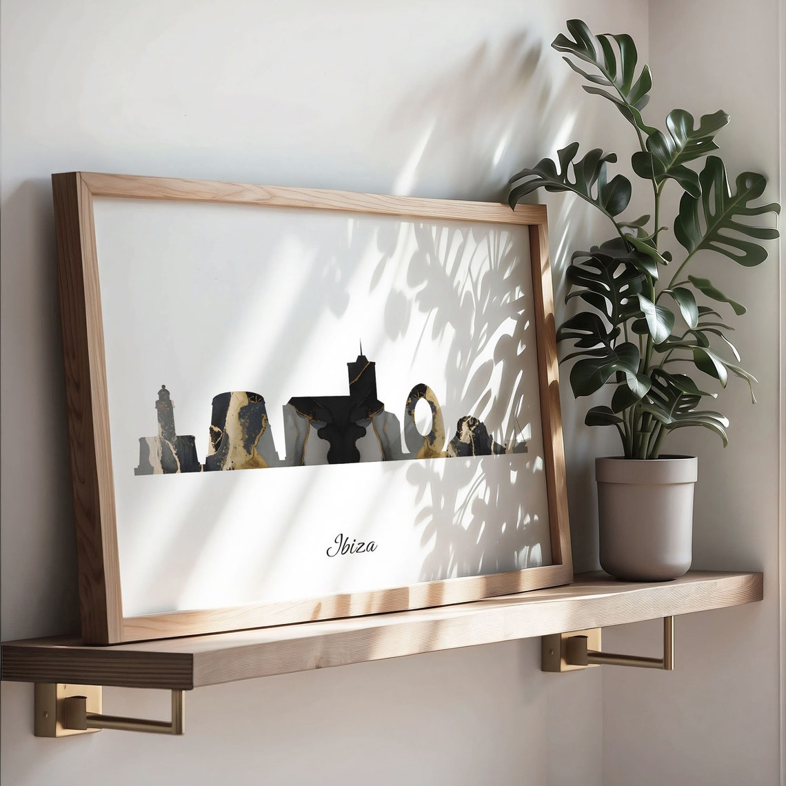 Marble Cityscape Ibiza Skyline Spain Black Gold Elegant Art Poster - Image 3