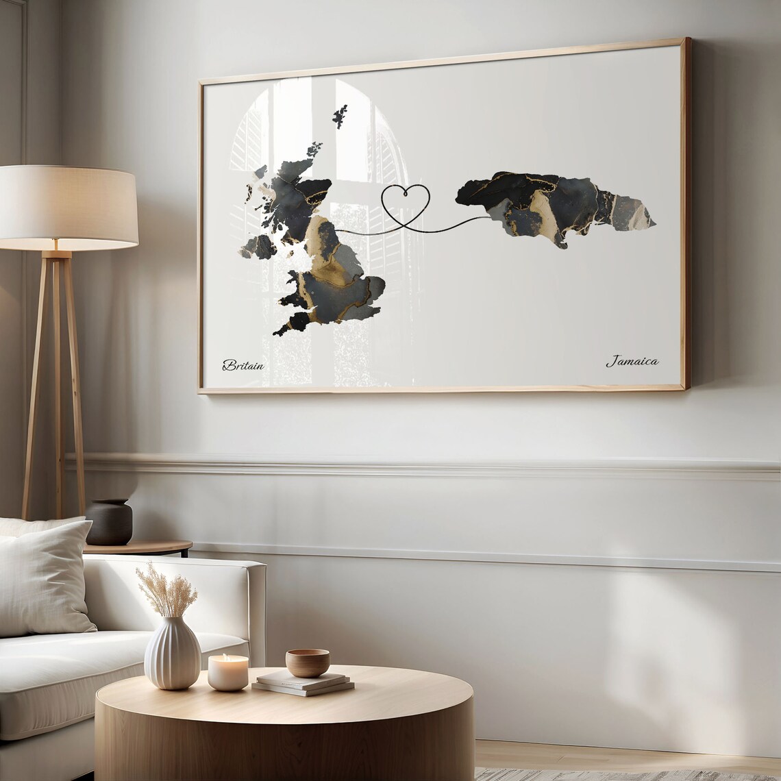 Britain To Jamaica Map Poster, Global Love Travel - Image 2
