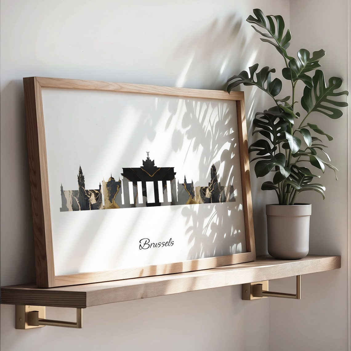 Brussels Belgium Gold Marble Cityscape Skyline Silhouette Poster - Image 3