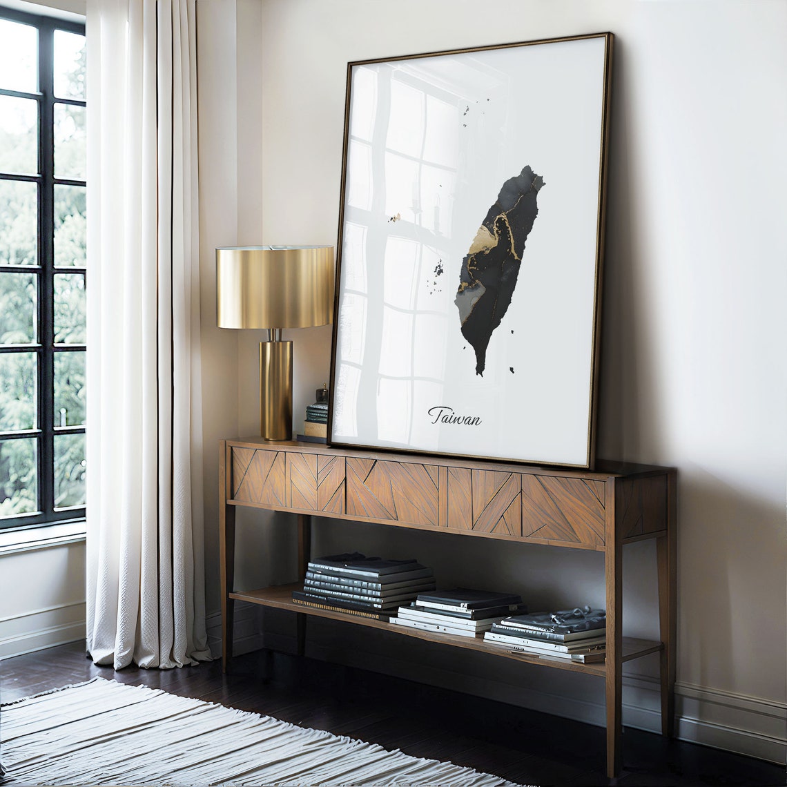 Taiwan Marble Map Print Black Gold Country Silhouette Wall Decor - Image 4