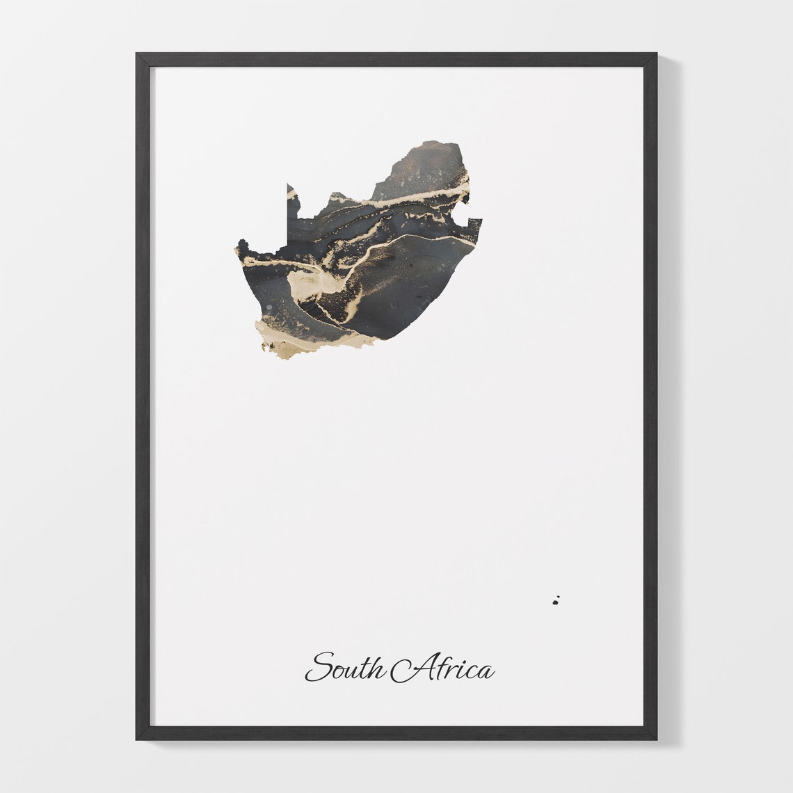 South Africa Black and Gold Marble Country Map Elegant Poster