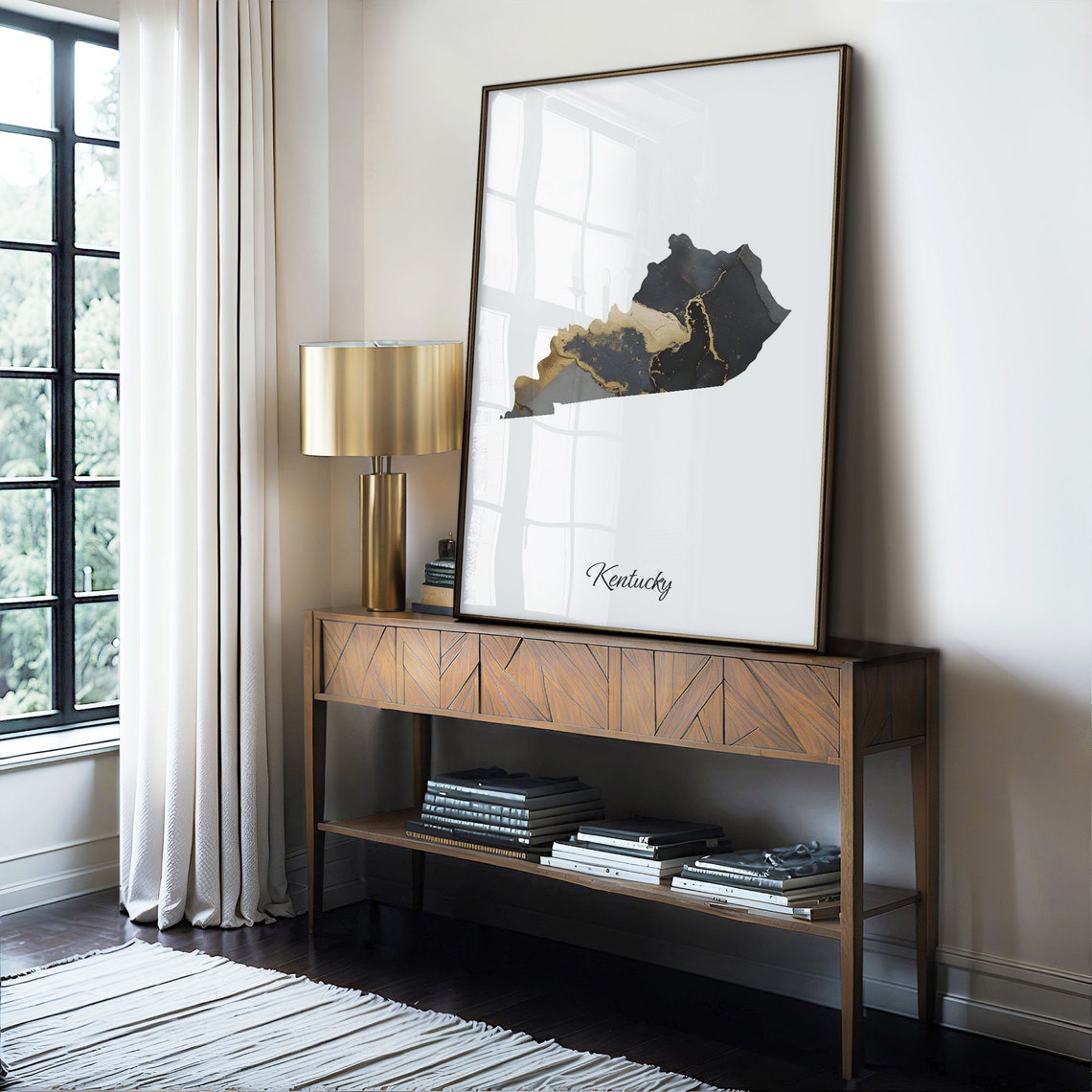 Kentucky Black Gold Marble State Map Art Elegant Wall Decor Poster - Image 4