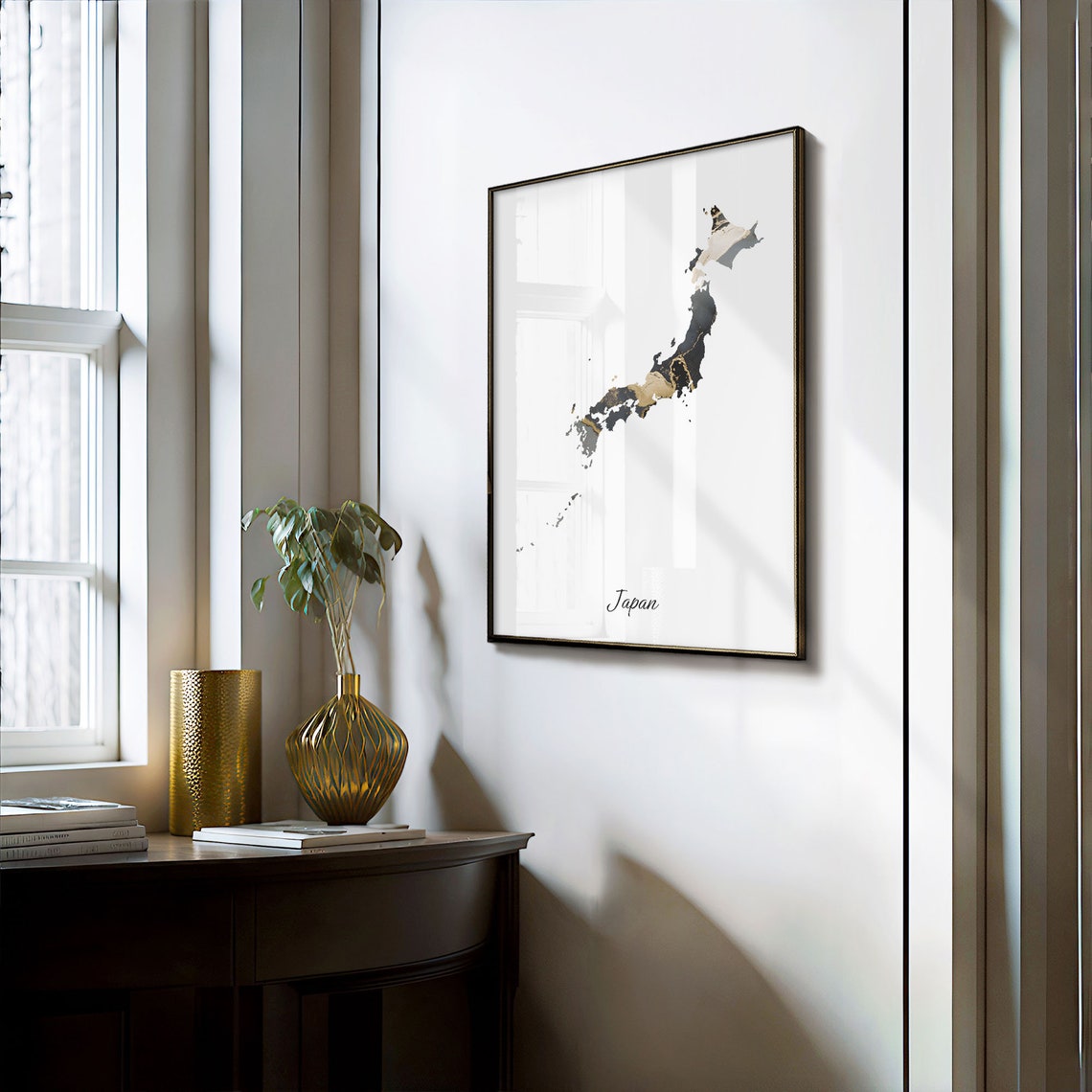 Japan Black and Gold Marble Country Map Elegant Decor Poster - Image 3