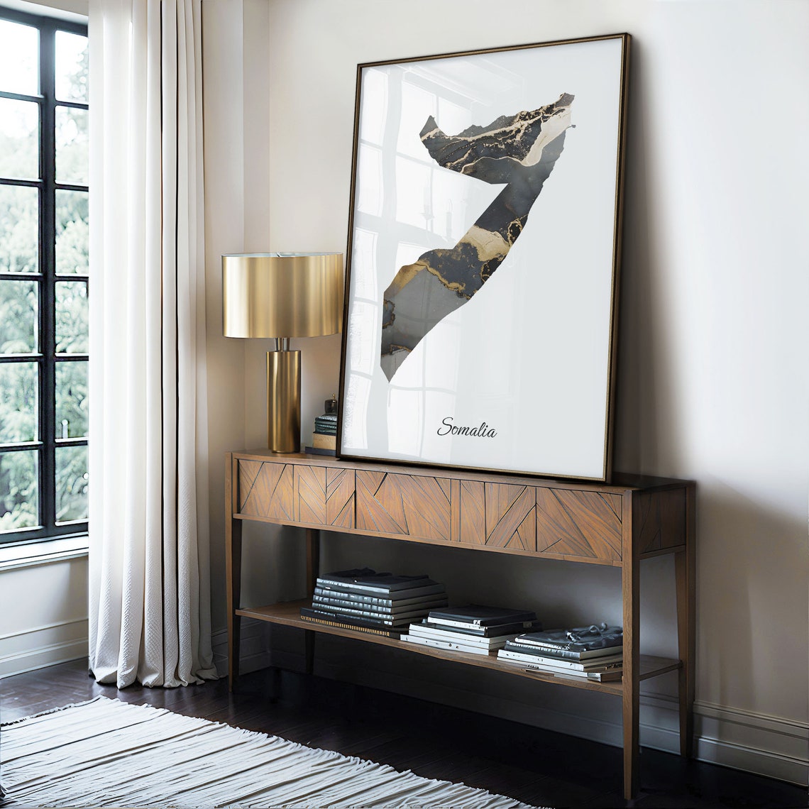Somalia Elegant Country Map Black Gold Marble Minimalist Poster - Image 4
