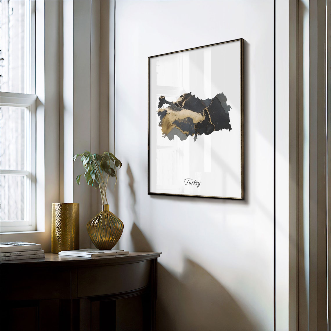 Turkey Black And Gold Marble Map Minimalist Elegant Art Poster - Image 3