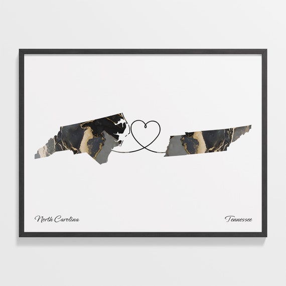 North Carolina To Tennessee Travel Map Poster