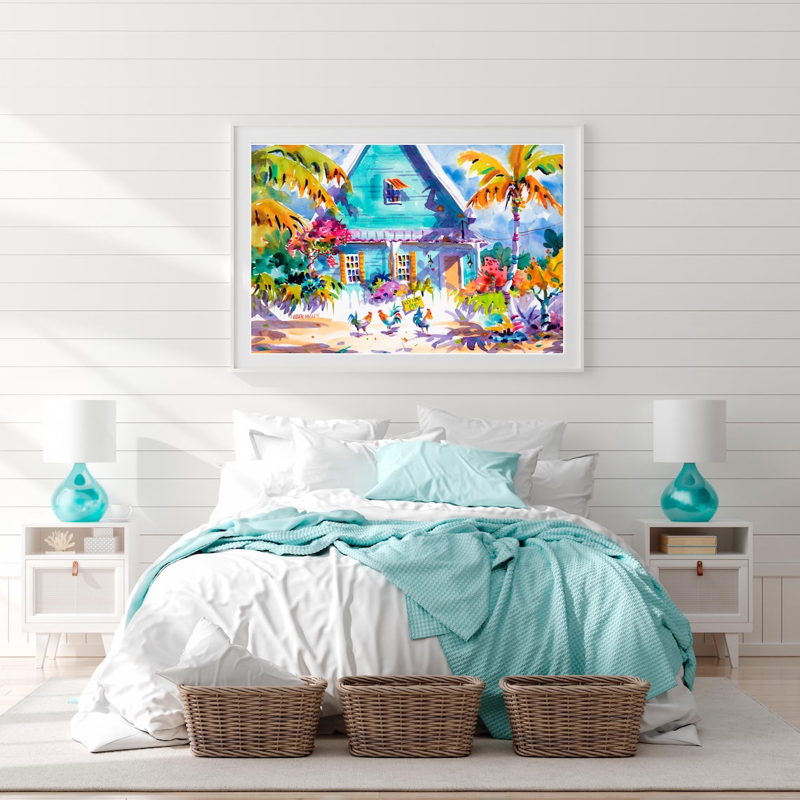 Key West Rooster Watercolor Art Print, Florida - Image 2