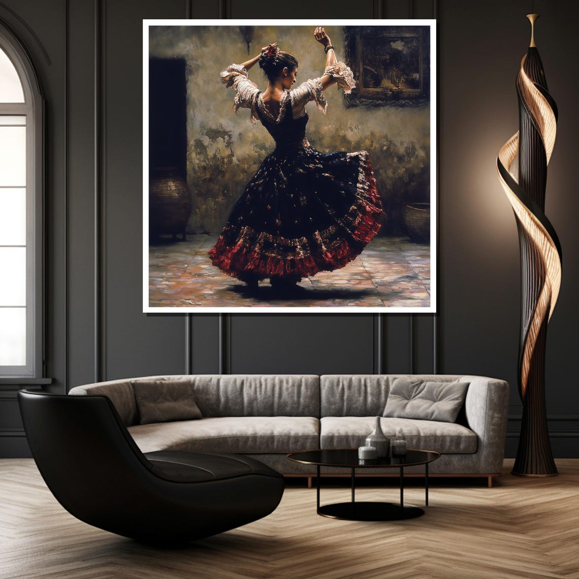 Flamenco Dancer Back View Rustic Spanish Dance Painting Wall Poster - Image 2