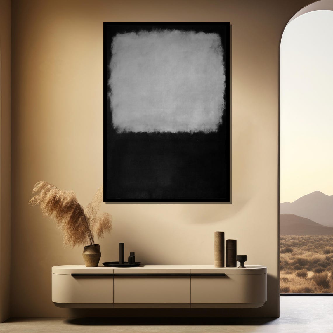 Monochrome Black Gray and White Minimalist Color Field Poster - Image 5