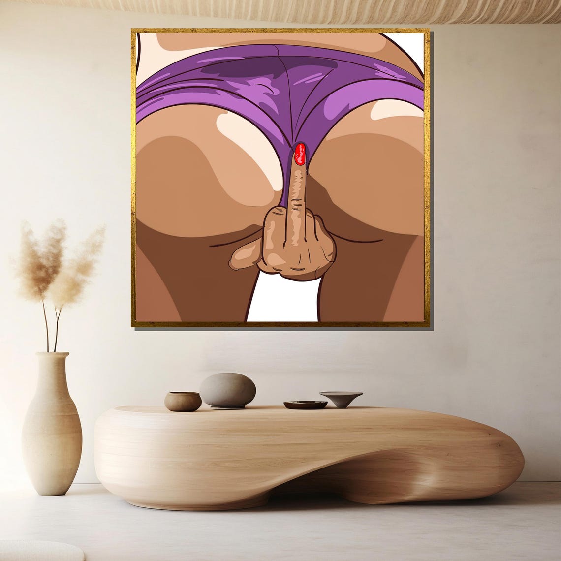Cheeky Bold Pop Art Poster of a Sassy Middle Finger in Purple