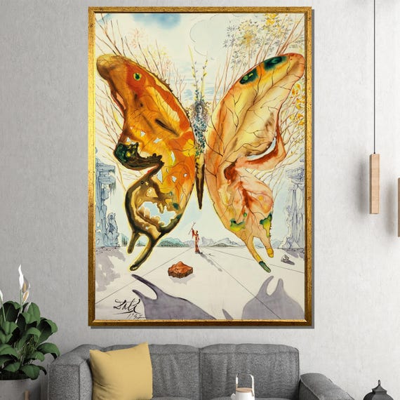 Salvador Dal Butterfly Landscape Print Surrealist Wall Art Dreamlike Modern Decor Unique Gift For Art Lovers