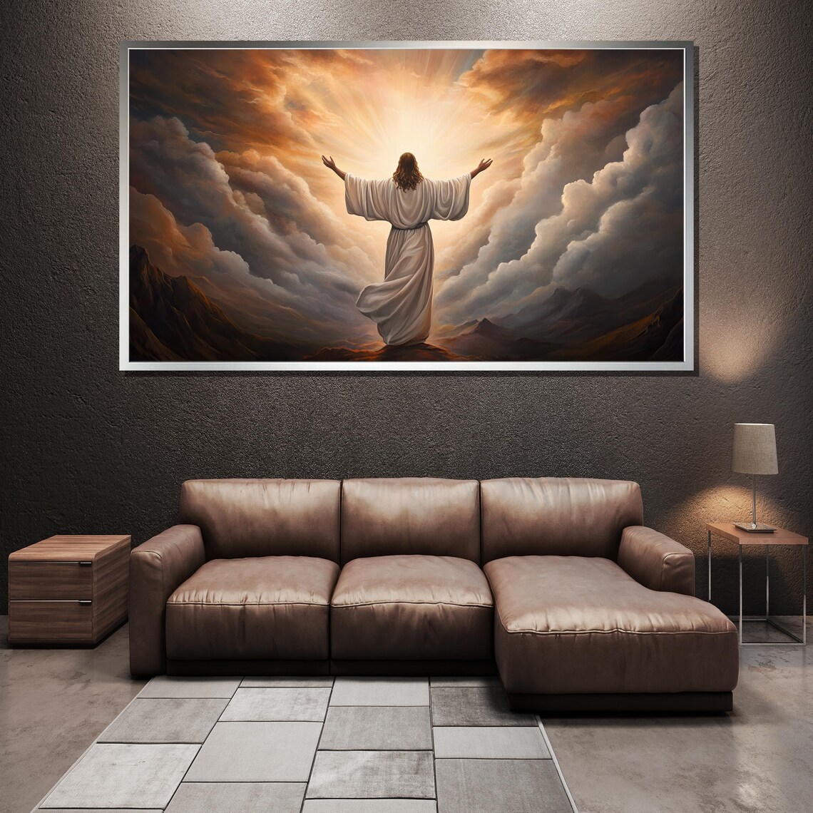 Jesus Rising Arms Outstretched Golden Clouds Heaven Wall Poster - Image 5