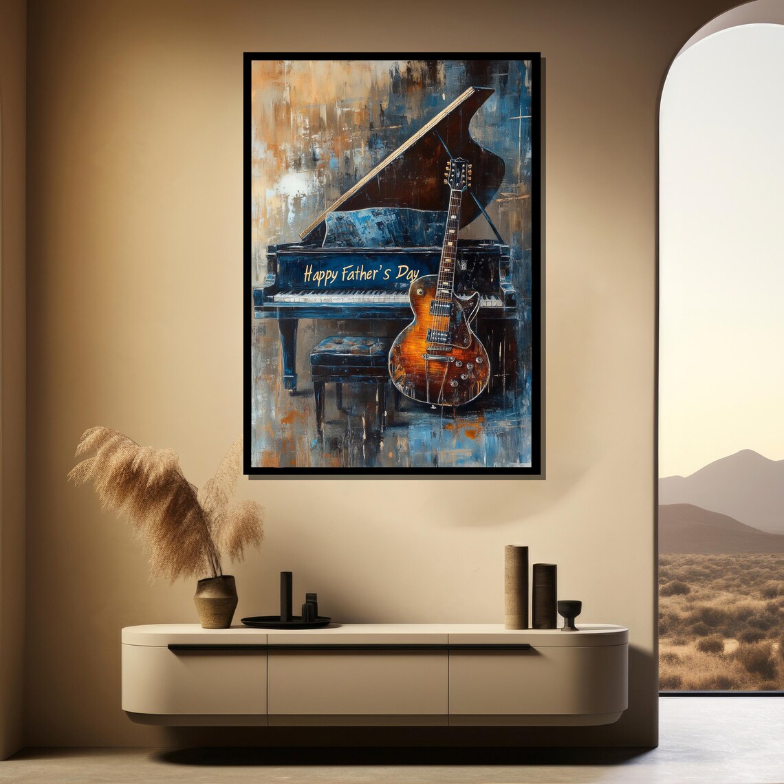 Grand Piano Guitar Happy Fathers Day Musical Gift Wall Poster - Image 4