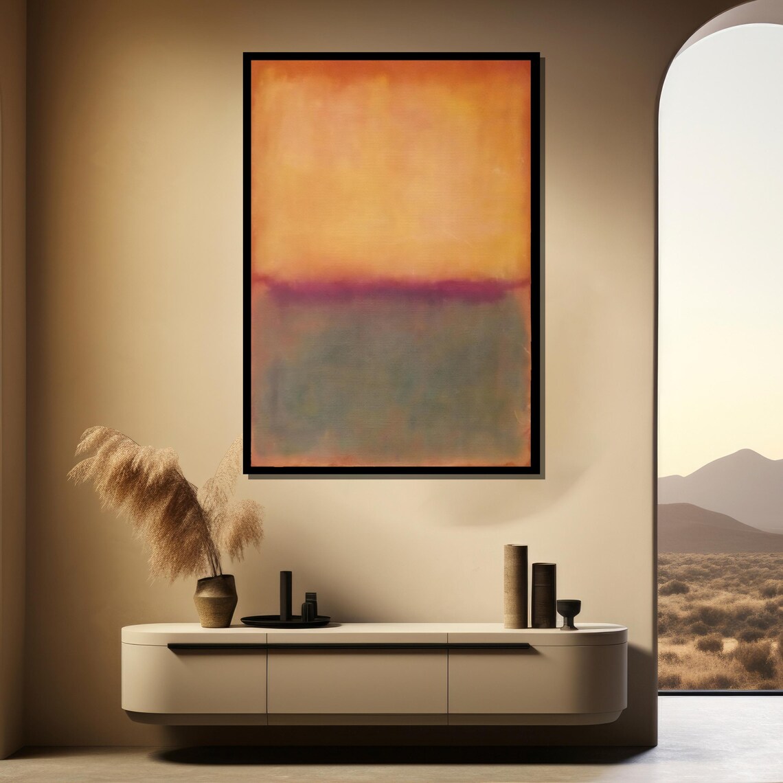 Mark Rothko Painting, Subtle Abstract Sunset Gradient