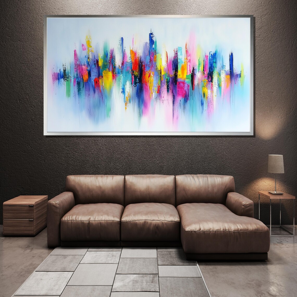 Vibrant Abstract Cityscape Painting Modern Colorful Wall Art Luxury Home Decor Gift For Urban Art Lovers - Image 3
