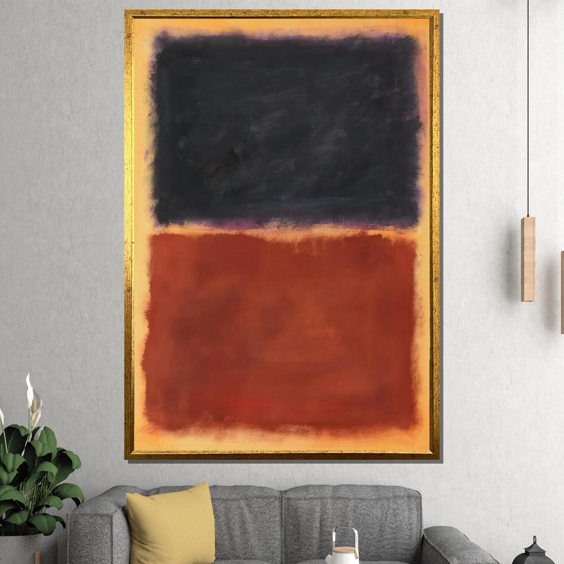 Dark Navy Blue and Rust Orange Minimalist Color Block Poster
