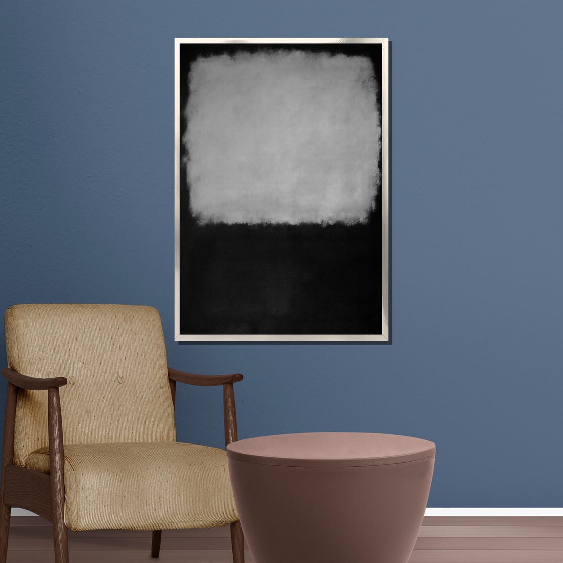 Monochrome Black Gray and White Minimalist Color Field Poster