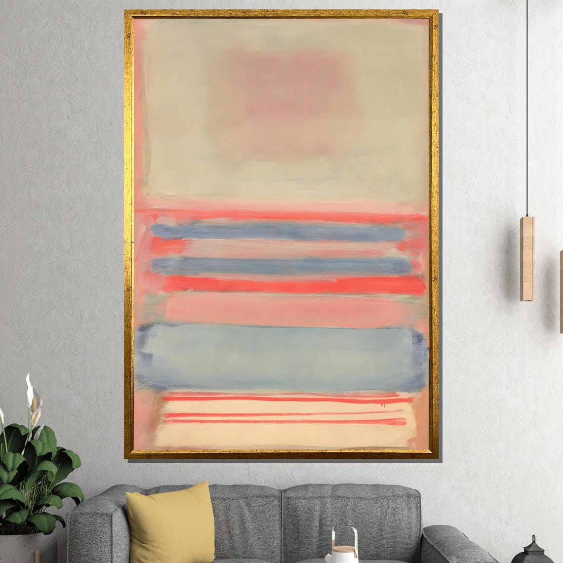 Soft Blush Pink and Sky Blue Horizontal Stripe Abstract Poster