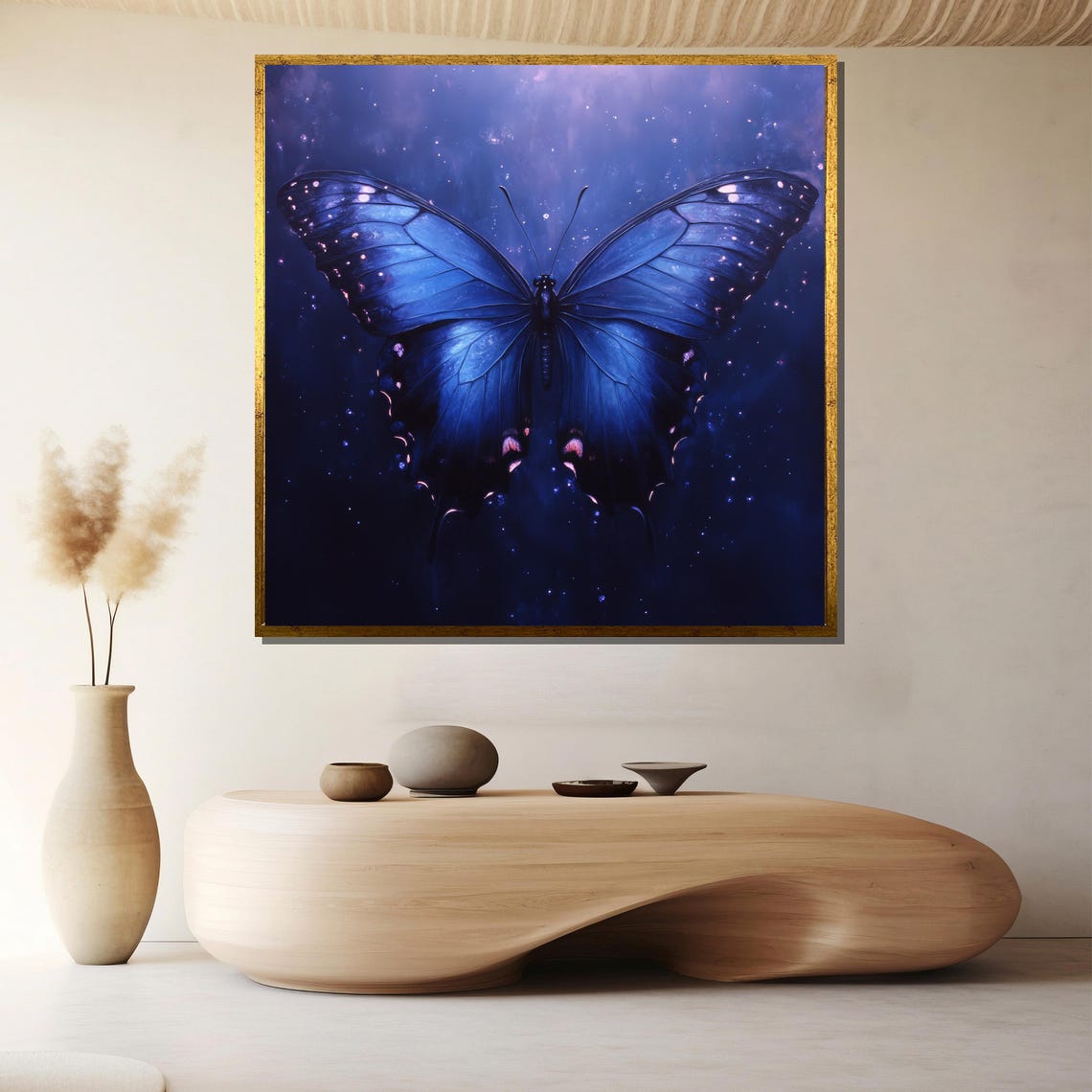 Enchanted Blue Butterfly Painting Stunning Gift For Nature Lovers And Elegant Wall Decor
