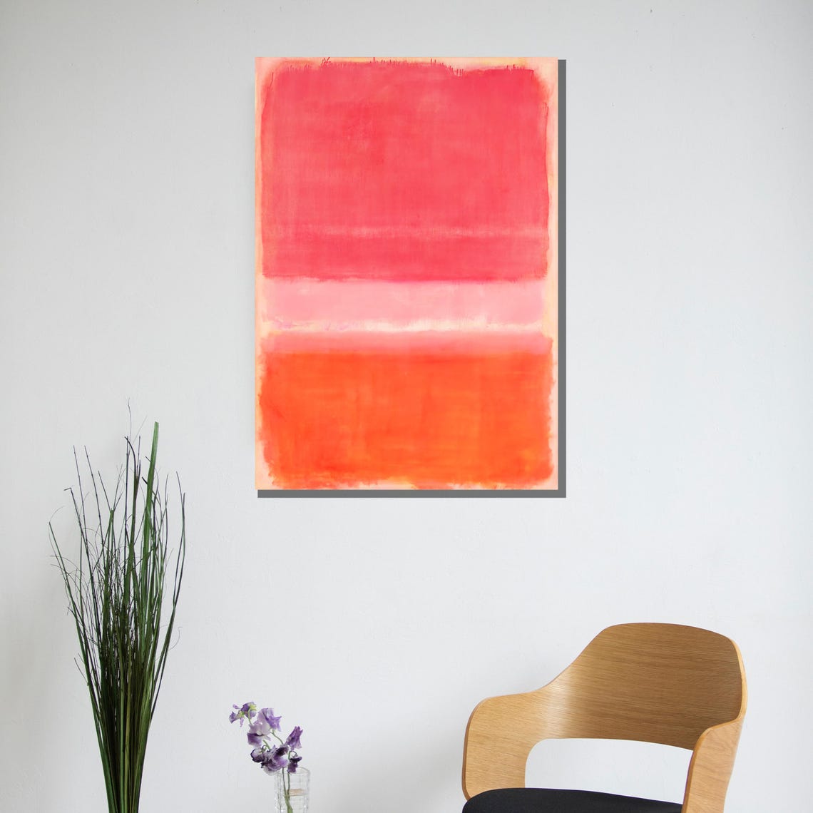 Glowing Coral Red and Tangerine Sunset Color Field Abstract Poster - Image 3