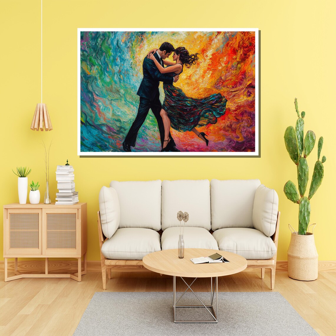Passionate Fiery Tango Dance Couple Swirling Color Painting Poster - Image 3