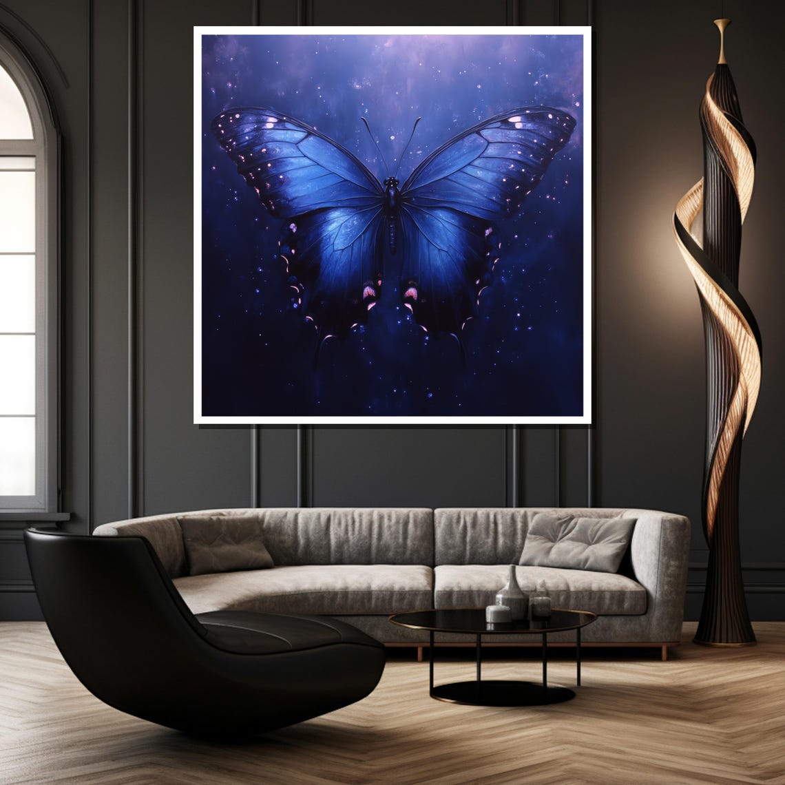 Enchanted Blue Butterfly Painting Stunning Gift For Nature Lovers And Elegant Wall Decor - Image 2