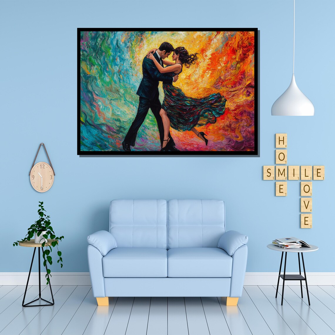 Tango Couple Embraced in a Swirl of Vivid Impasto Color Poster - Image 4