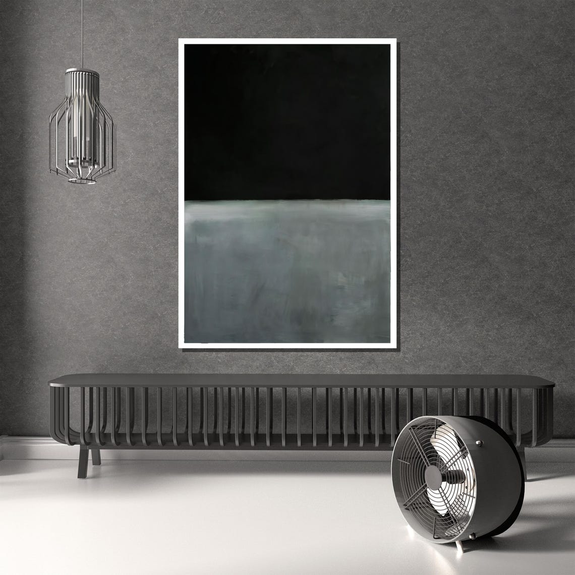 Deep Black and Smoky Gray Minimalist Color Field Abstract Poster - Image 4