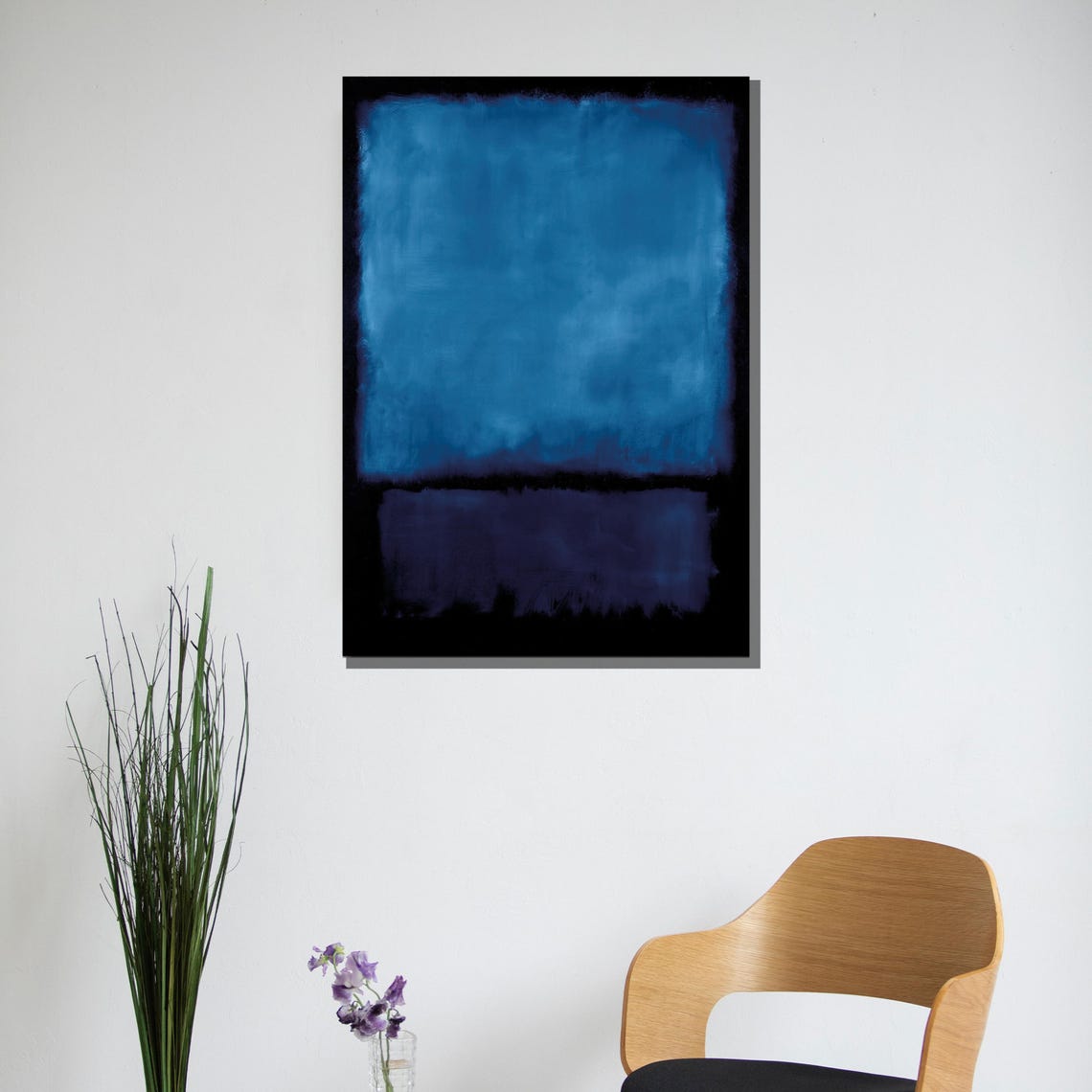 Rich Bold Cobalt Blue and Deep Navy Color Block Abstract Poster - Image 3