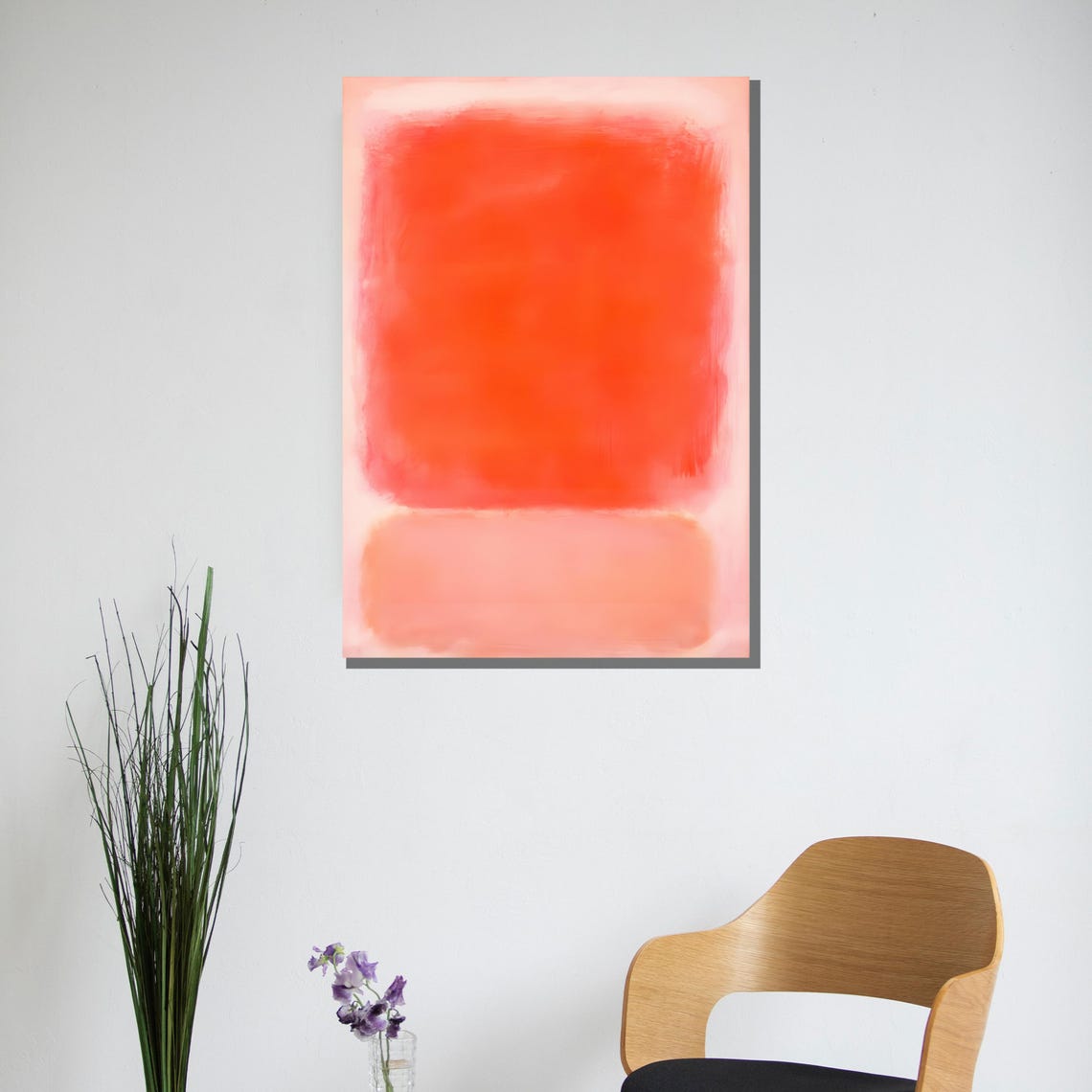 Vibrant Red and Orange Color Field Abstract Expressionist Art Poster - Image 3