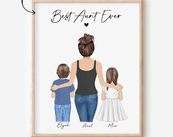 Personalized Mothers Day Aunt Gift From Nephew Niece Birthday Auntie Gift Family Portrait Custom Birthday Gift For Aunt Best Aunt Ever