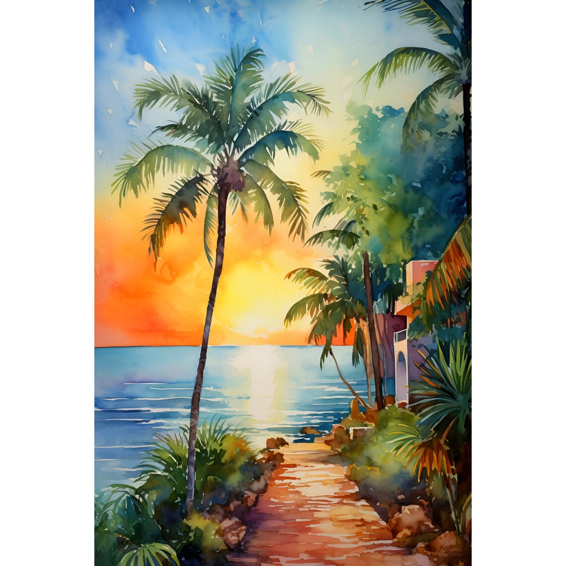 Playa Norte Mexico Watercolor Travel Poster