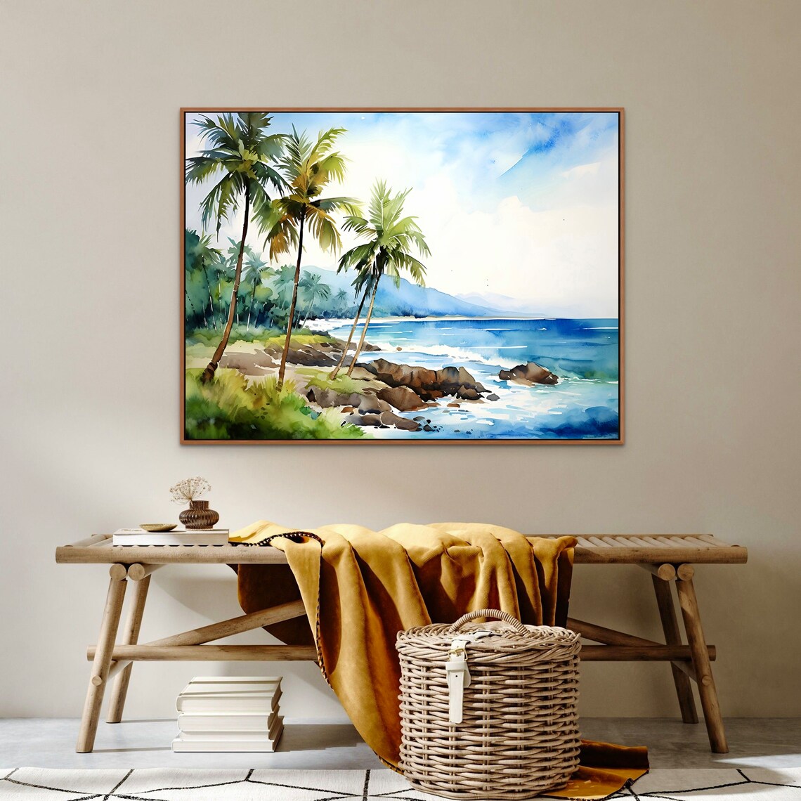 Hawaii Travel Print, Watercolor Coastal Landscape - Image 3