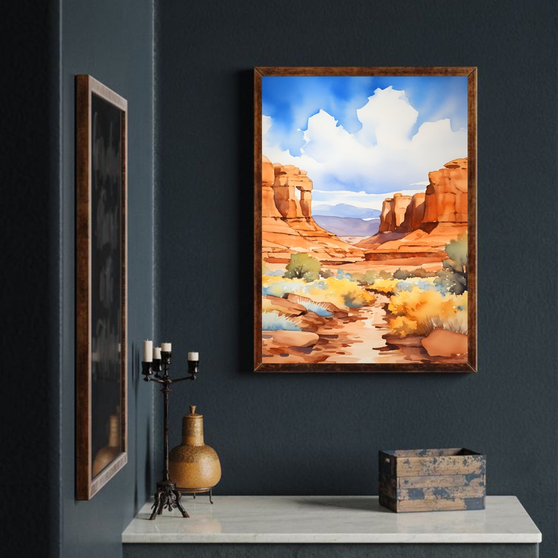 Goblin Valley Utah Red Rock Canyon Trail Path Watercolor Poster - Image 4