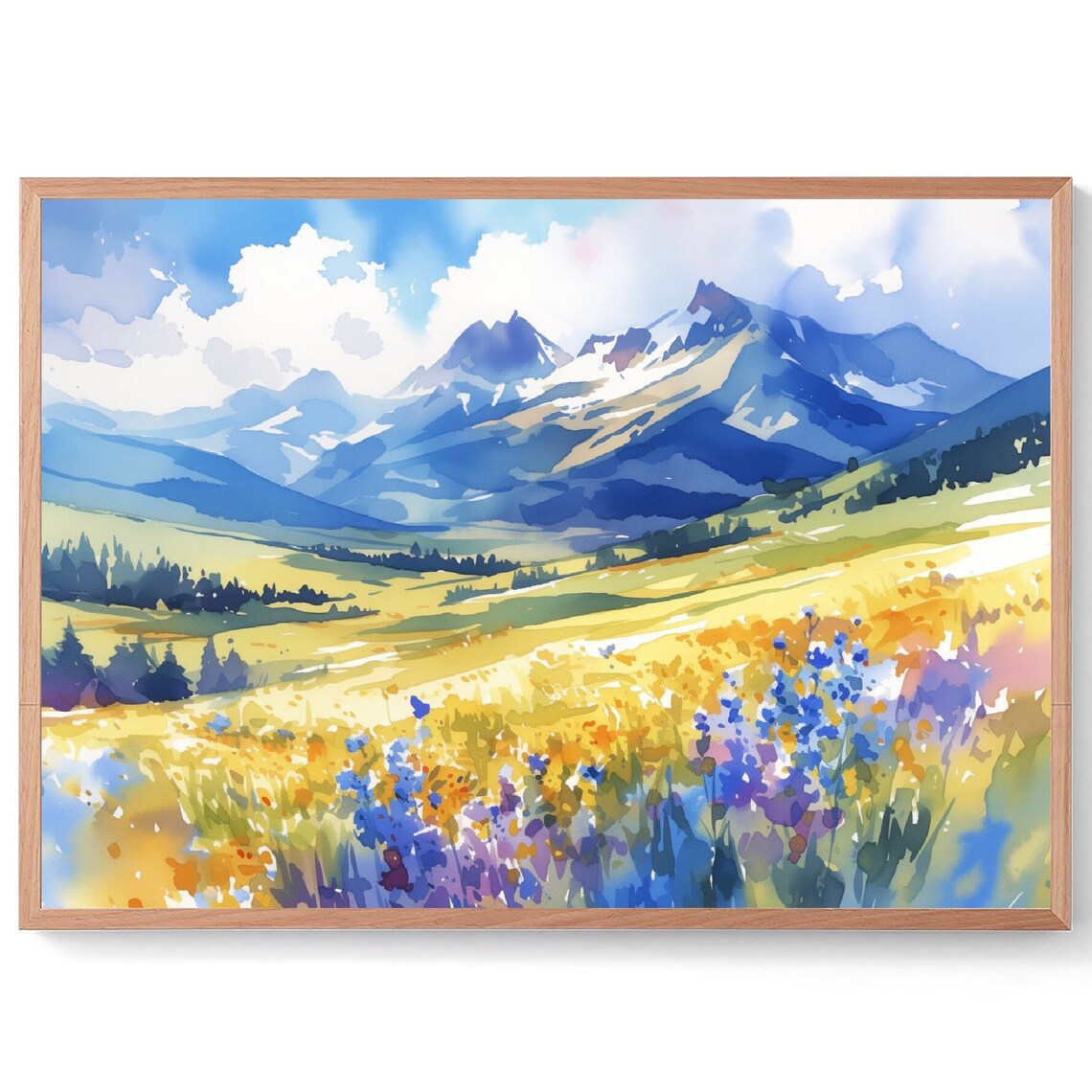 Aspen Mountain Watercolor Art Print, Colorado Landscape