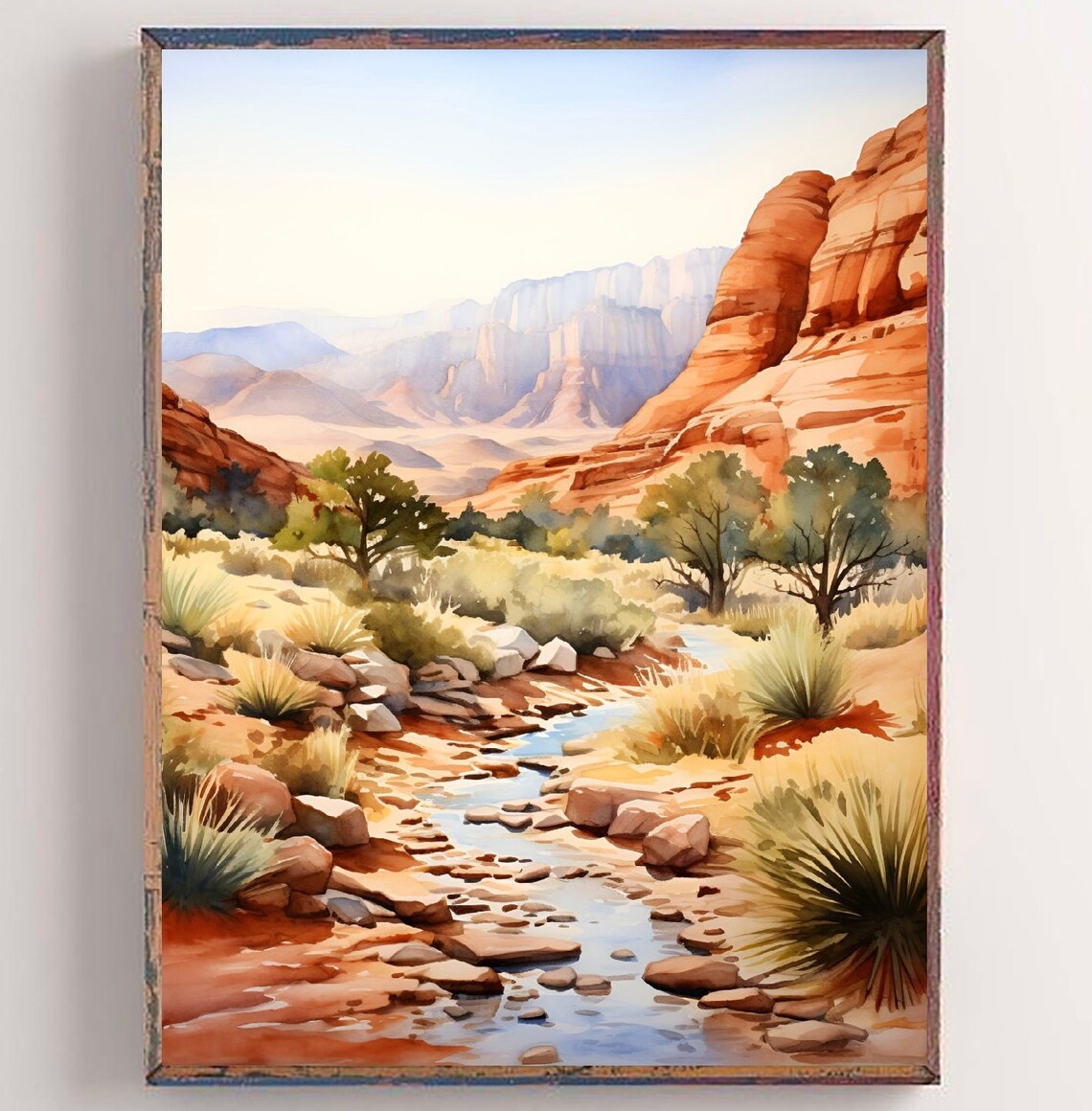 Red Rock Canyon Watercolor Art, Nevada Landscape Print