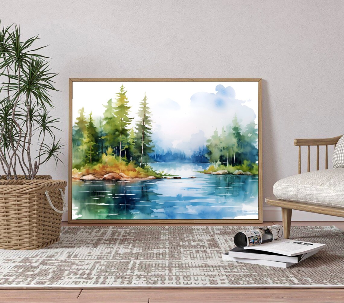 Lake Michigan Watercolor Art Print, Great Lakes Landscape - Image 2
